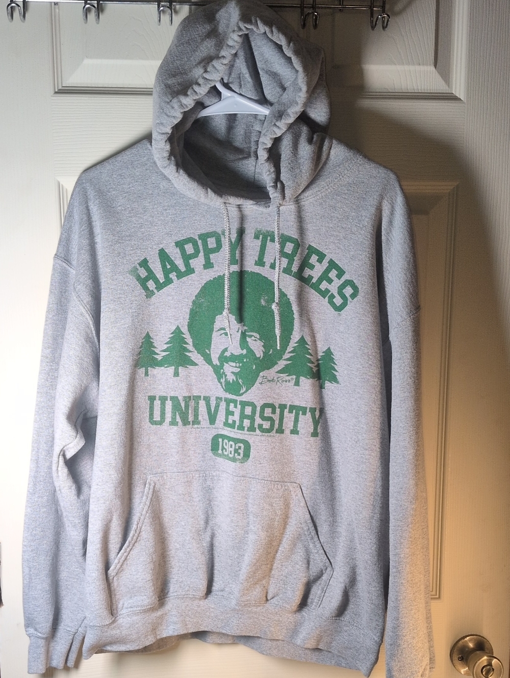 Happy Trees University Gray Hoodie with Green Graphic
